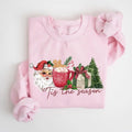 Tis the Season Christmas Sweatshirt, Retro Christmas Sweatshirt, Santa Claus Christmas Tree Sweater, Christmas Holiday...
