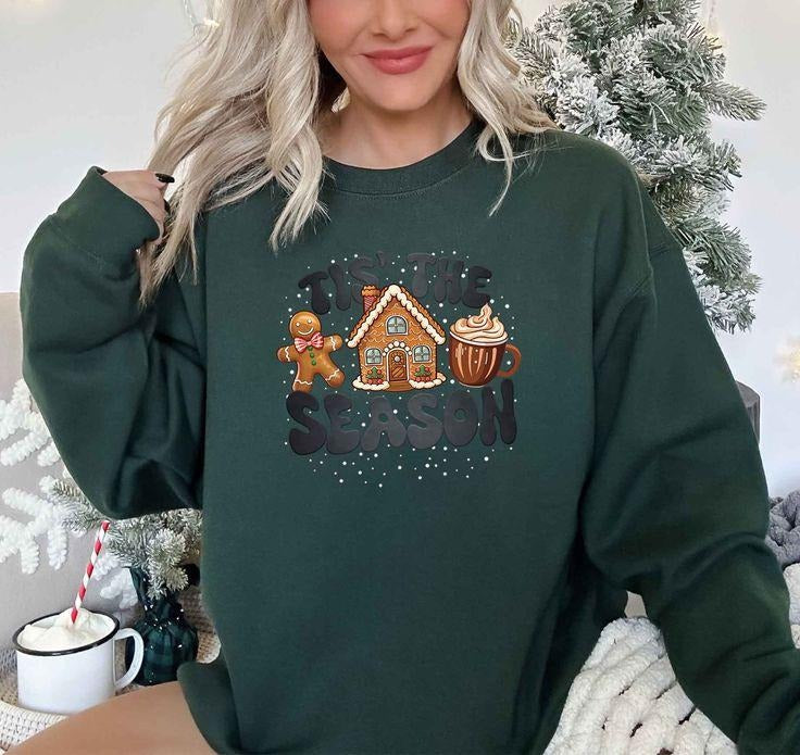 Tis the Season Sweatshirt - Kelly Green Medium T-Shirts, Hoodie | PureTeeCo.com