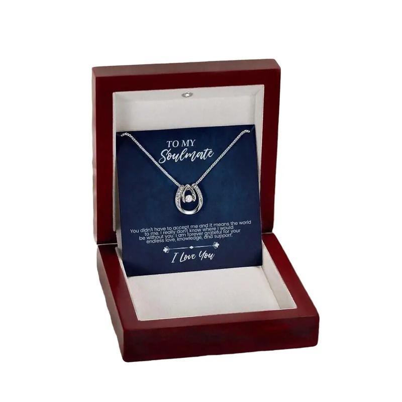 To My Soulmate, Lucky in Love Necklace for Wife, Girlfriend, Perfect Valentine's or Birthday Gift for Her. Love-Infused...