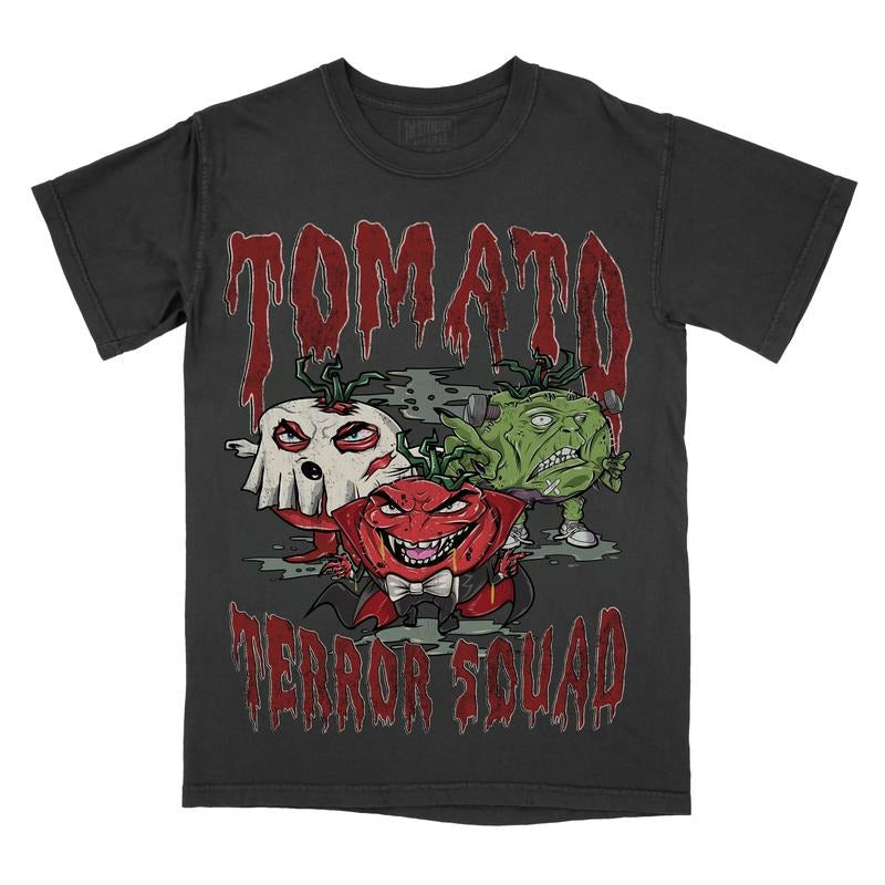 Tomato Terror Squad Comfort Colors Graphic Tee, Tomato Halloween Shirt, Funny Scary T-Shirt, Gardening Tshirt Hoodie,...