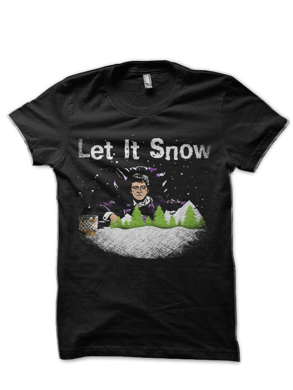 Tony Montana Let It Snow Black T-Shirt Hoodie, Sweatshirt | PureTeeCo.com