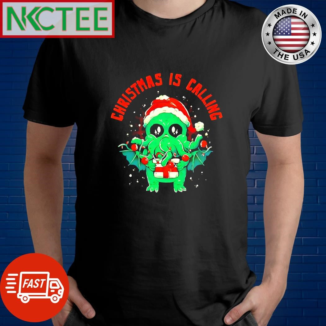 Top Christmas is calling Kawaii Cthulhu snow shirt