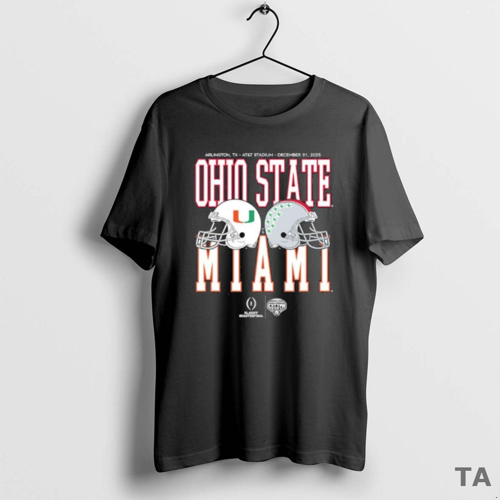 Top Cotton Bowl Classic 2025 Miami Vs Ohio State Helmet Matchup T Shirt Sweater Hoodie, Sweatshirt | PureTeeCo.com
