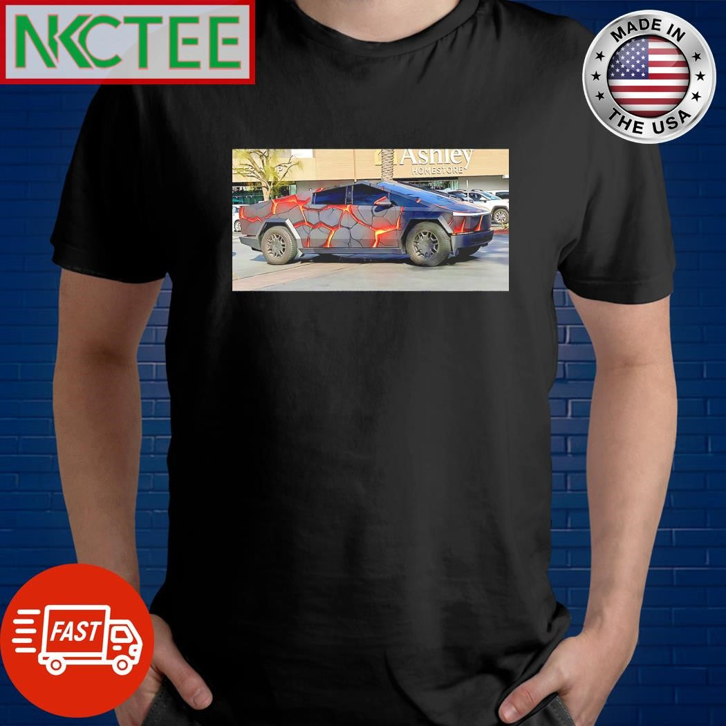 Top Cybertruck is on fire decal shirt