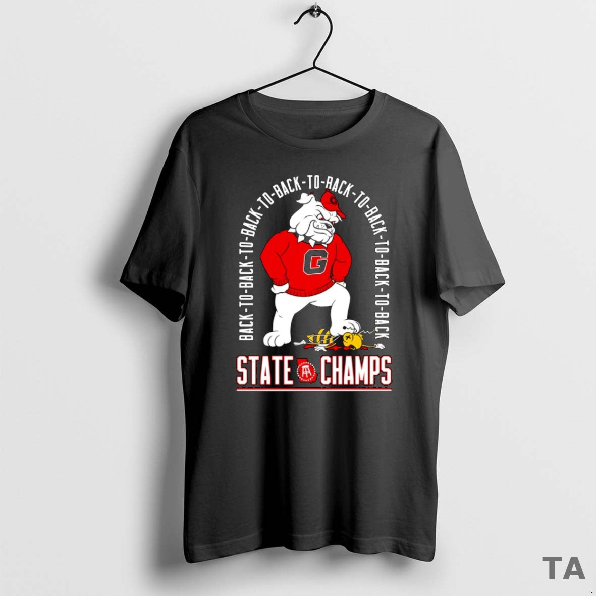 Top Georgia Bulldogs Back To Back To Back State Champs Mascot T Shirt Sweater Hoodie, Sweatshirt | PureTeeCo.com
