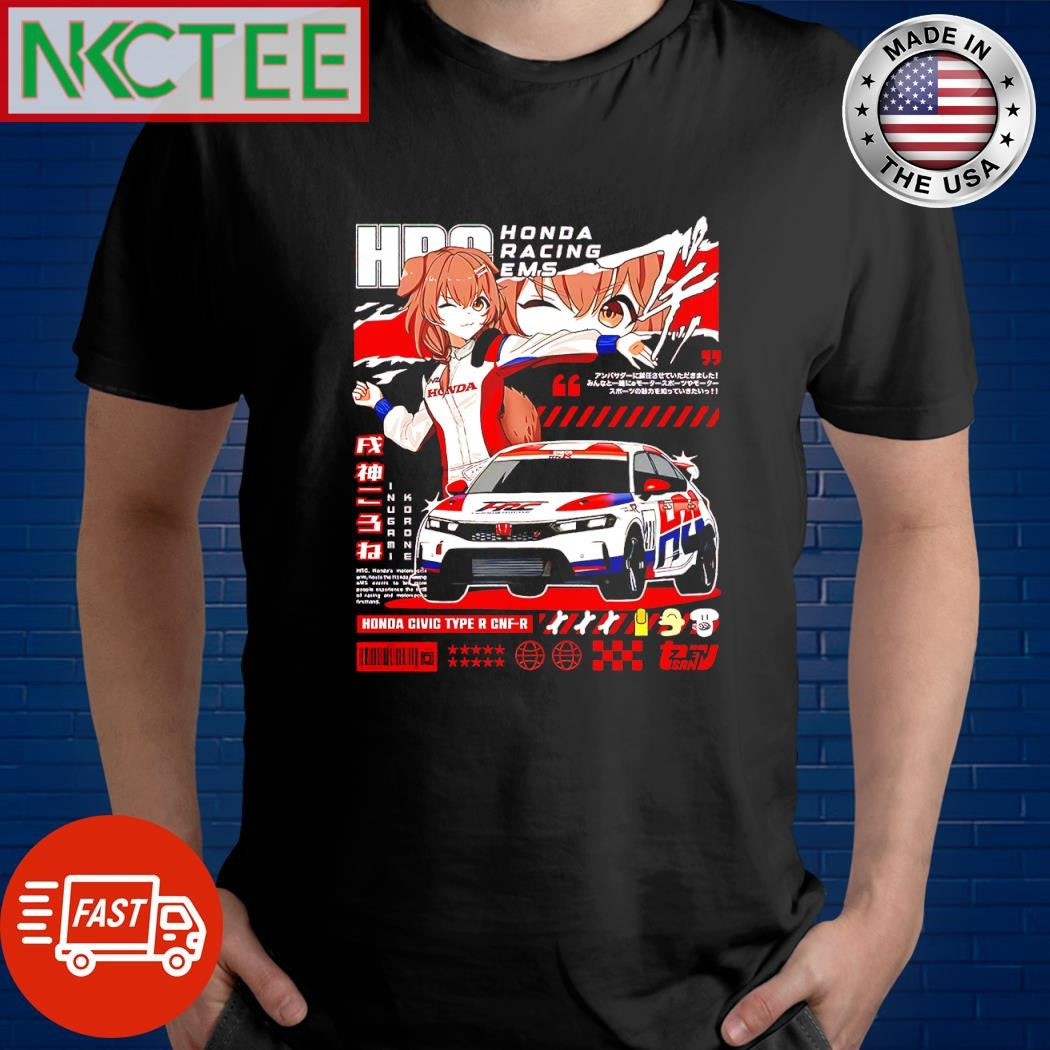 Top Inugami Korone HRC Honda Racing EMS car anime shirt