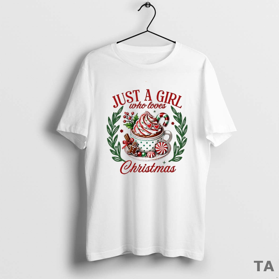 Top Just A Girl Who Loves Christmas Cocoa Circle T Shirt Sweater Hoodie, Sweatshirt | PureTeeCo.com