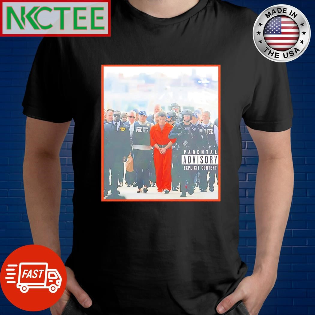Top Luigi Mangione and polices mugshot Parental Advisory Explicit Content shirt