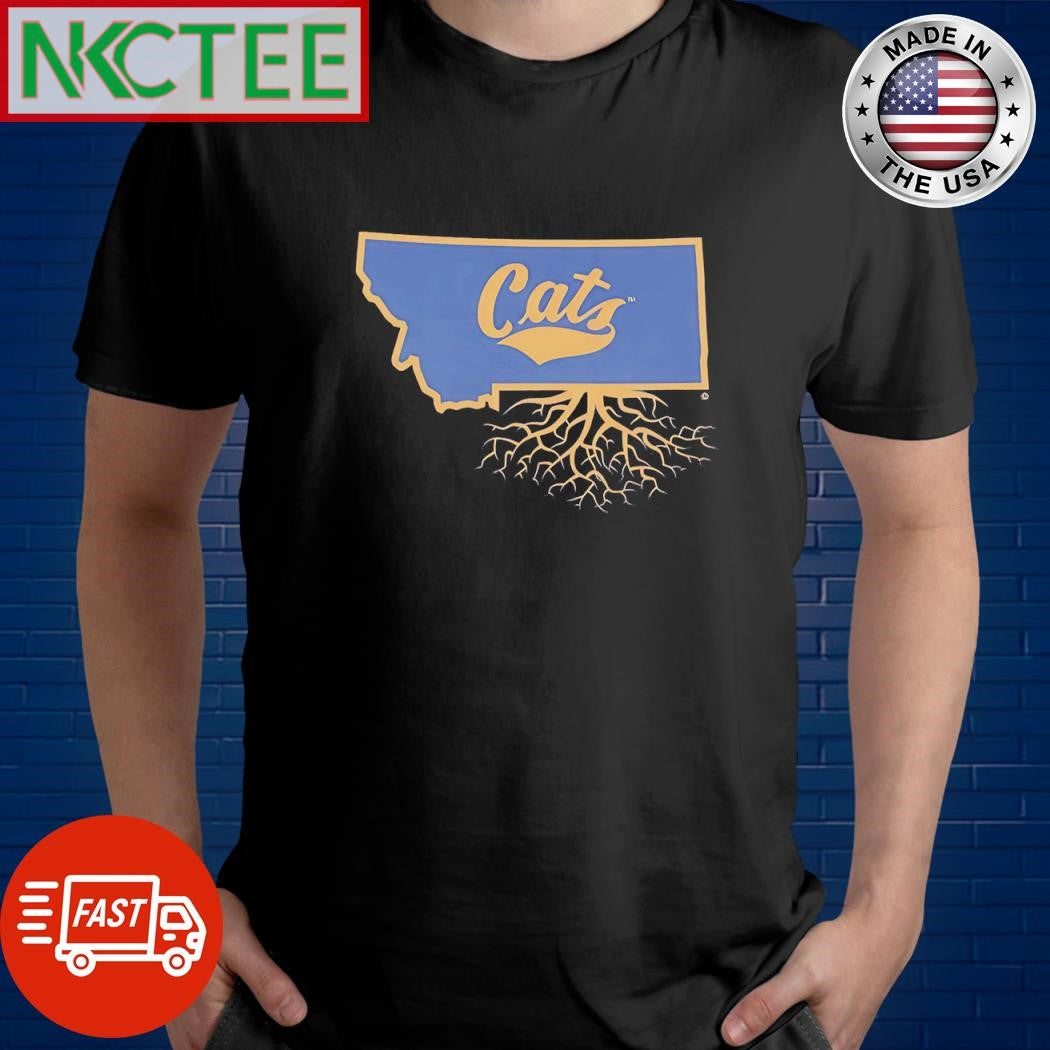 Top Montana State University Cats Montana map tree roots shirt