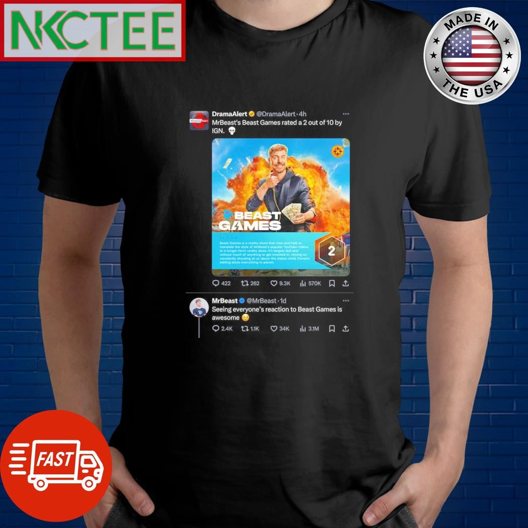 Top Mrbeast’s beast games rated a 2 out of 10 by ign 2024 shirt
