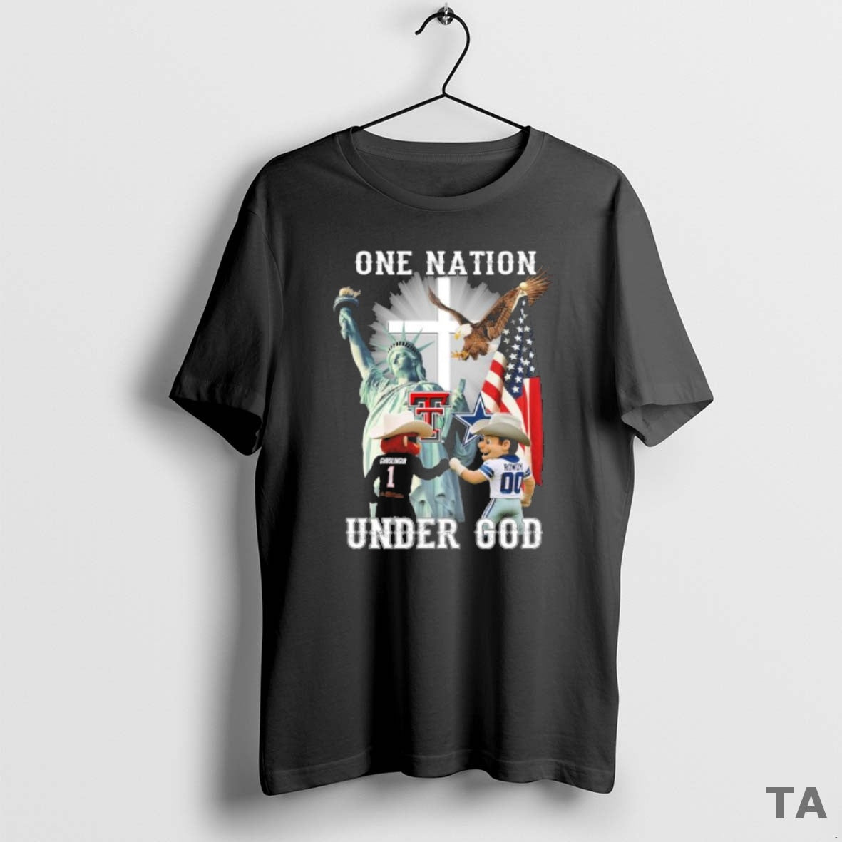 Top One Nation Under God Texas Tech Gunslingin And Cowboys Rowdy T Shirt Sweater Hoodie, Sweatshirt | PureTeeCo.com