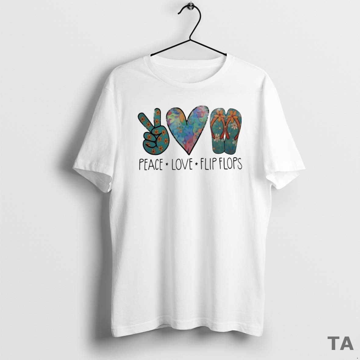 Top Peace Love Flip Flops Circle T Shirt Sweater Hoodie, Sweatshirt | PureTeeCo.com