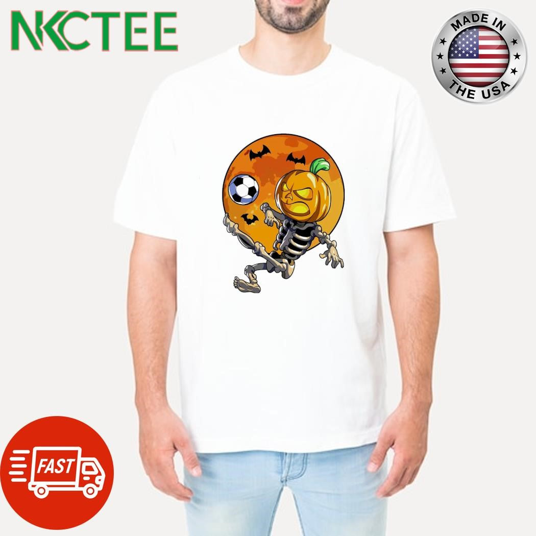 Top Soccer Skeleton pumpkin moon bats Halloween shirt