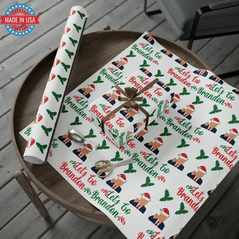 Top Trump Christmas Wrapping Paper - Trump Maga Gift - Funny Let's Go Brandon Trump Wrapping Paper T-Shirts, Hoodie,...
