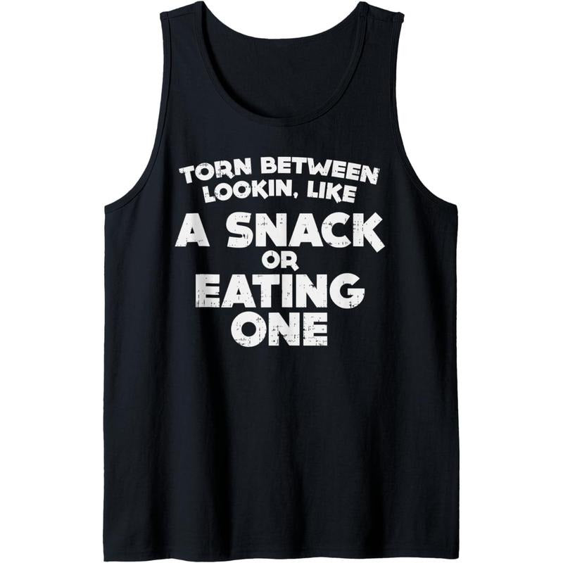 Torn Between Looking Like A Snack Funny Workout Gym Women Tank Top MADE IN USA T-Shirts, Hoodie, Sweatshirt | PureTeeCo.com
