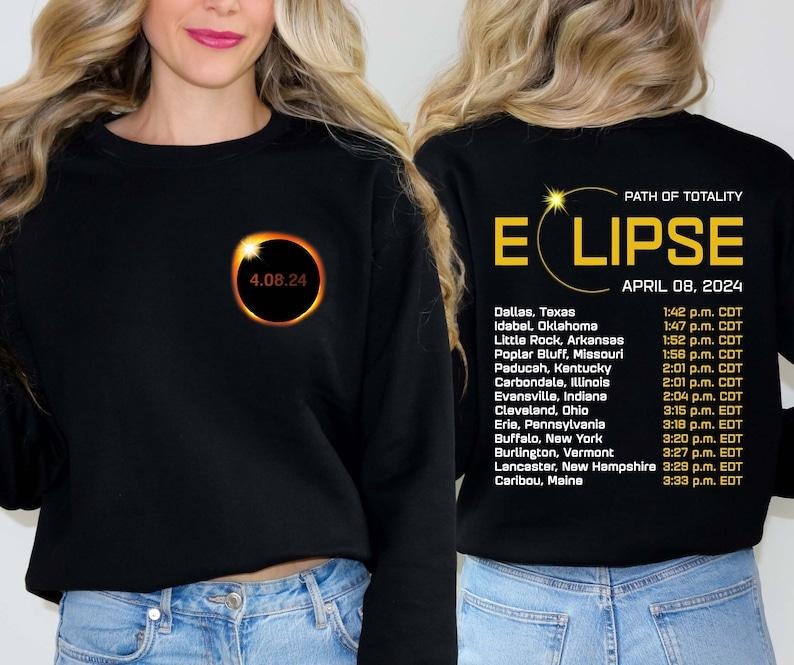 Total Solar Eclipse 2024 Sweatshirt, April 8th 2024 Sweatshirt, Eclipse Event 2024 Sweater, Gift for Eclipse Lover,...