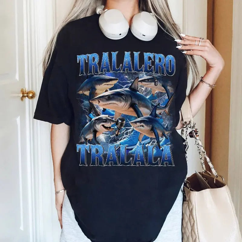 Tralalero Tralala Shark Meme T-Shirt Funny Italian Brainrot Tee Hoodie, Sweatshirt | PureTeeCo.com