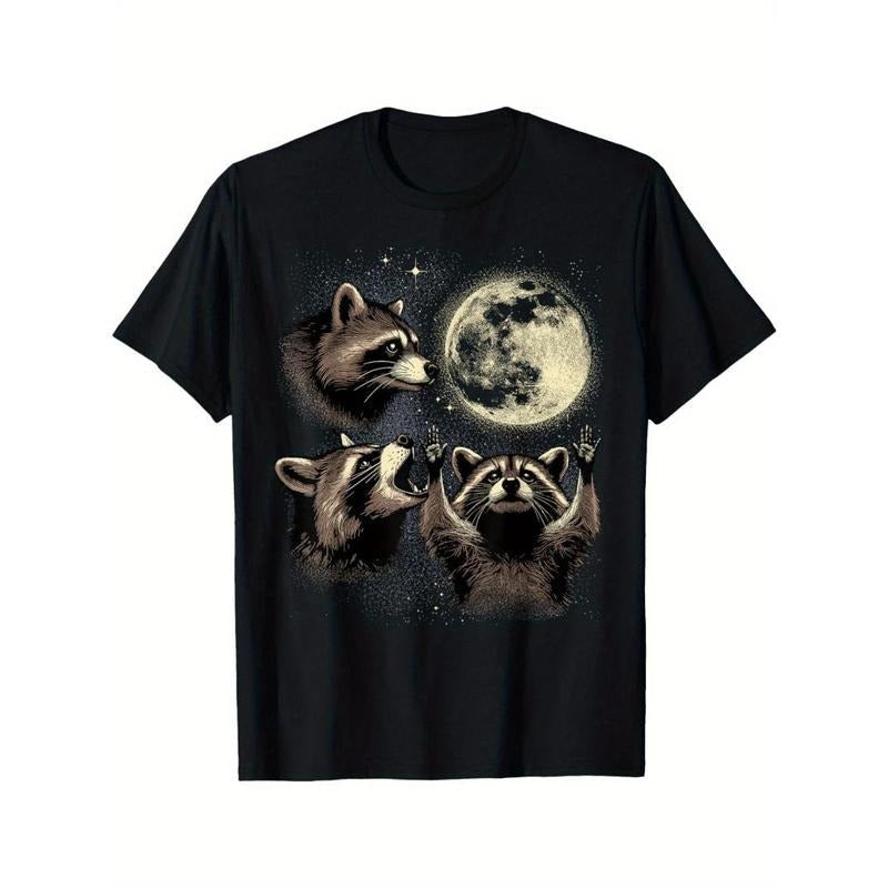 Tree raccoon moon shirt raccoon on the moon panda mens t shirt Made in USA Hoodie, Sweatshirt | PureTeeCo.com