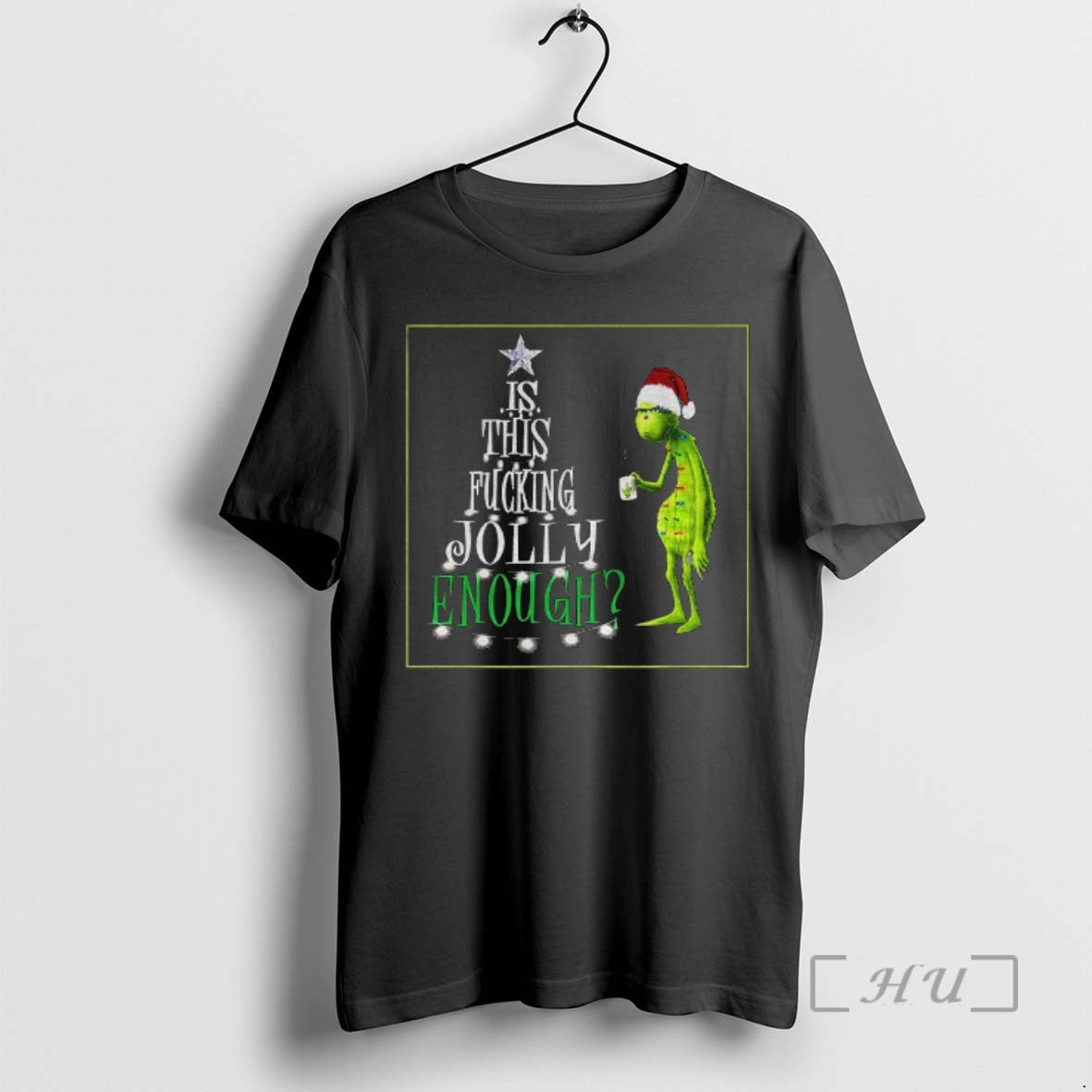 Trending Grinch Santa Hat Is This Fucking Jolly Enough Merry Christmas Premium T Shirts Sweater Hoodie, Sweatshirt