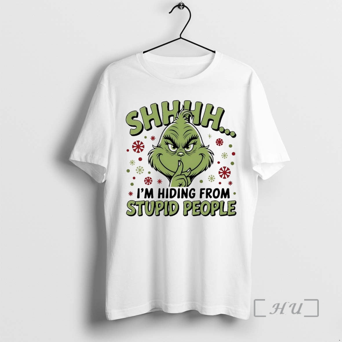 Trending Grinch Shhh Im Hiding From Stupid People Christmas T-Shirts, Hoodie, Sweatshirt | PureTeeCo.com