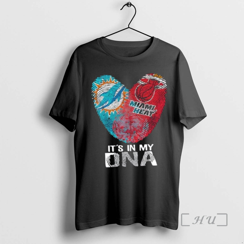 Trending Miami City Sports Dolphins X Heart Its In My Dna Fingerprint Heart Premium T-Shirts, Hoodie, Sweatshirt