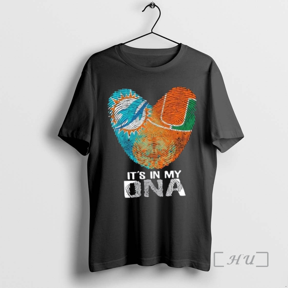 Trending Miami City Sports Dolphins X Hurricanes Its In My Dna Fingerprint Heart Premium T-Shirts, Hoodie, Sweatshirt
