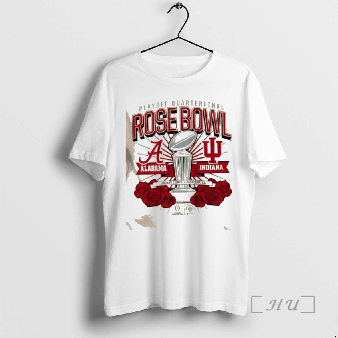 Trending Playoff Quarterfinal Indiana And Alabama 2025 Rose Bowl Game Matchup Premium T Shirts Sweater Hoodie, Sweatshirt