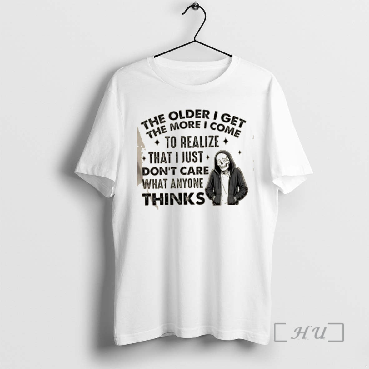 Trending Skeleton The Older I Get The More I Realize That I Just Dont Care T-Shirts, Hoodie, Sweatshirt | PureTeeCo.com
