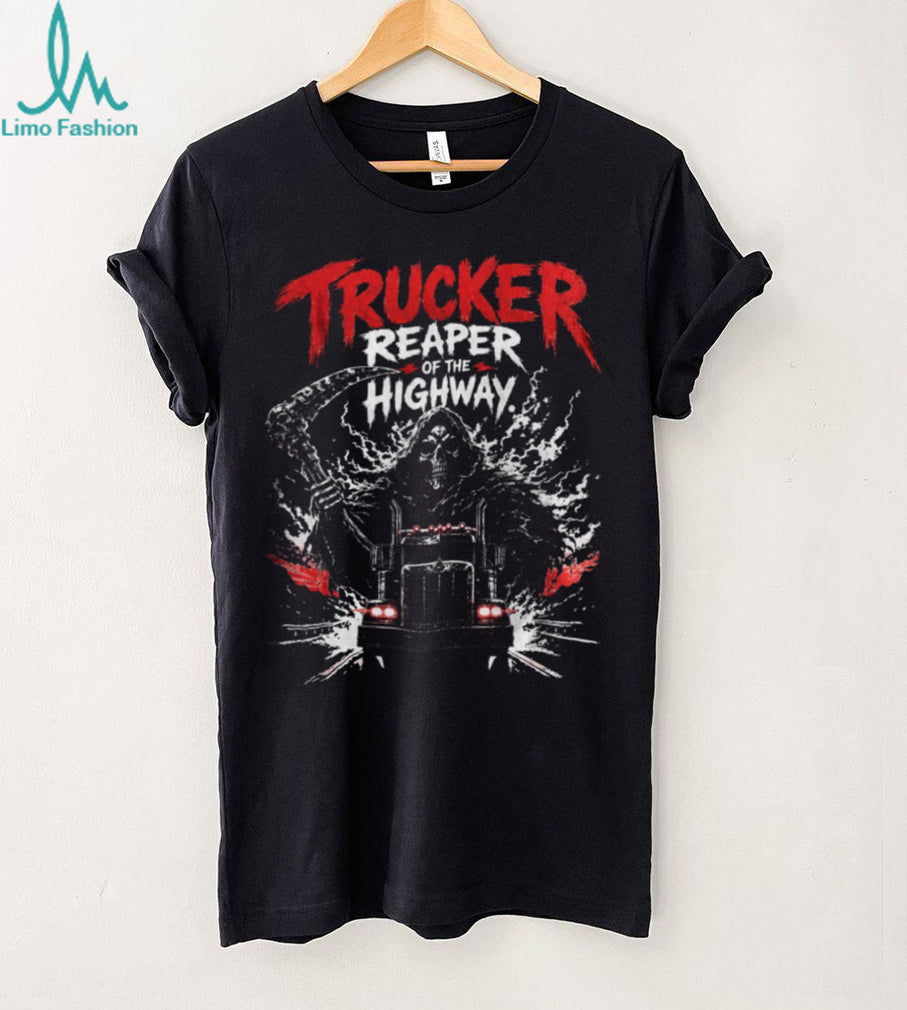 Trucker Reaper Of The Highway Semi Truck Skeleton Men Shirt