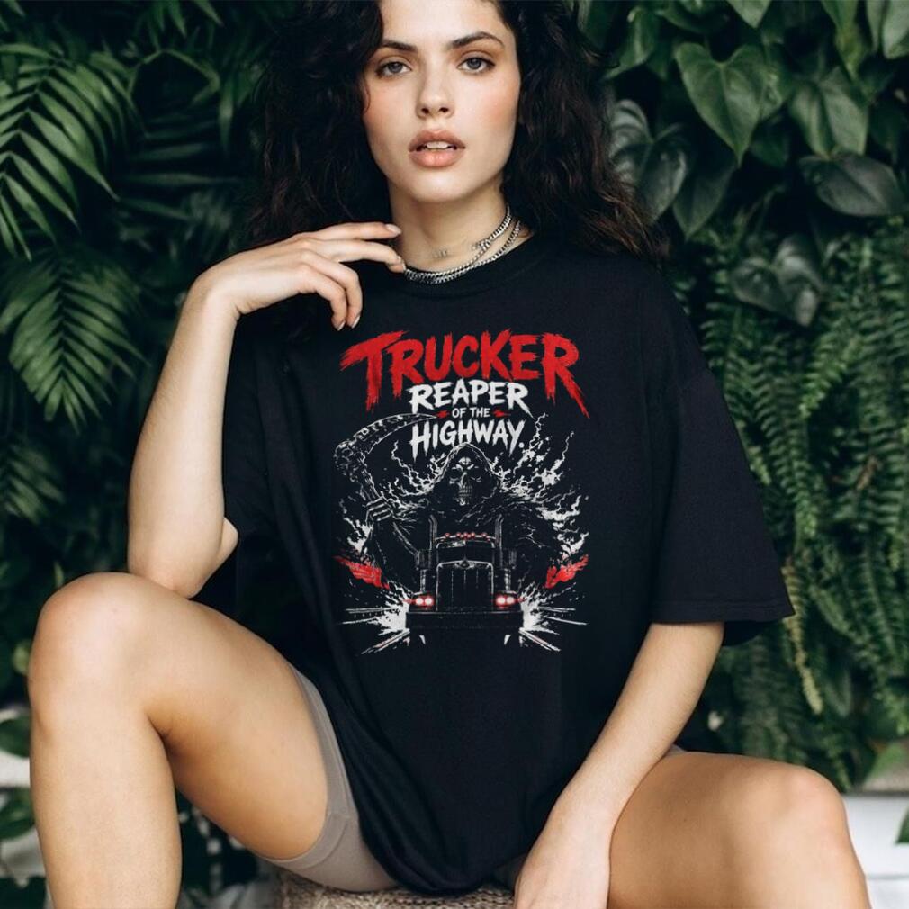 Trucker Reaper Of The Highway Semi Truck Skeleton Men Shirt