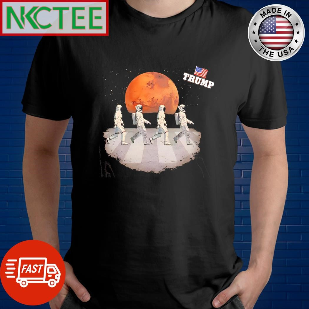 Trump US flag astronaut mars cross walk shirt