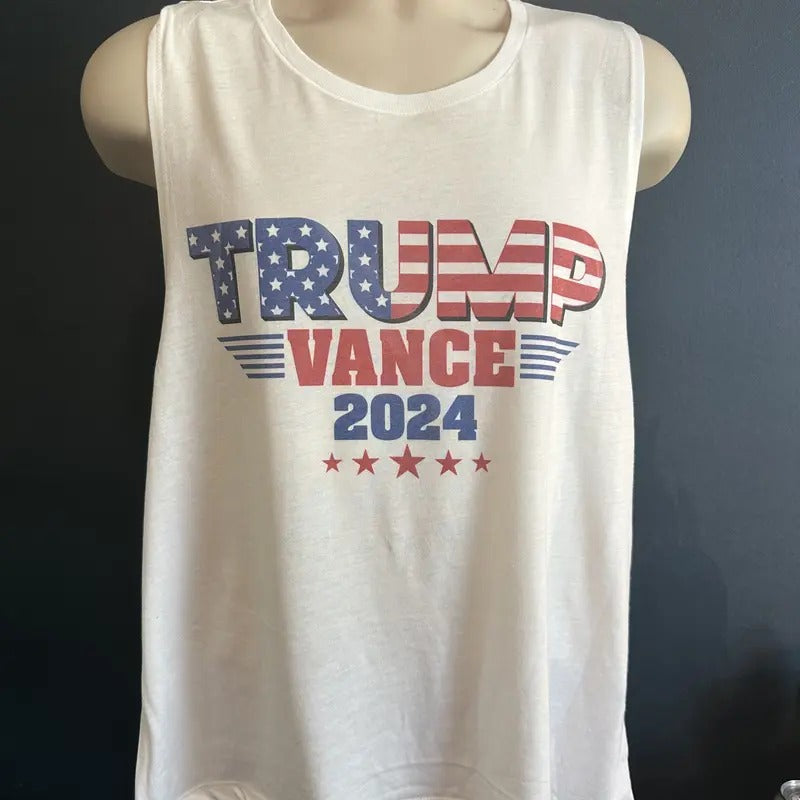 Trump Vance 2024 Flag Ladies Tank Woman's Tank T-Shirts, Hoodie, Sweatshirt | PureTeeCo.com