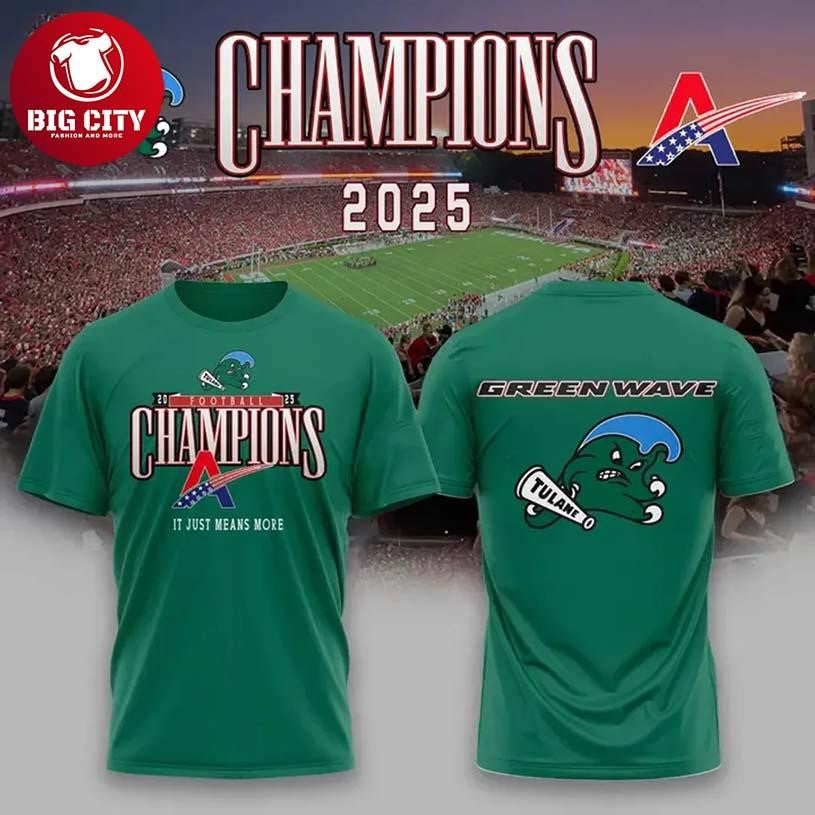 Tulane Green Wave 2025 The American Football Champions Locker Room Two Sided Shirt