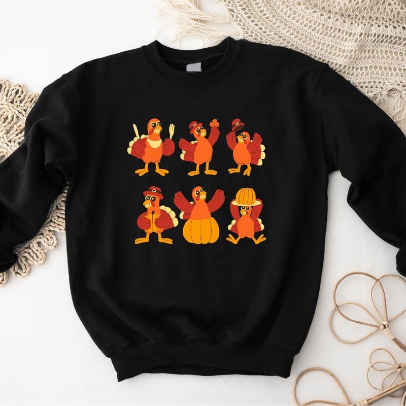 Turkey Sweatshirt, Matching Family Thanksgiving Sweater, Funny Fall Dinner Hoodie, Pumpkin Season Sweater, Thankful Gift...