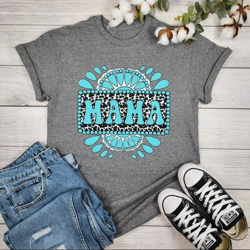 Turquoise Mama Gemstone Graphic Tee Hoodie, Sweatshirt | PureTeeCo.com