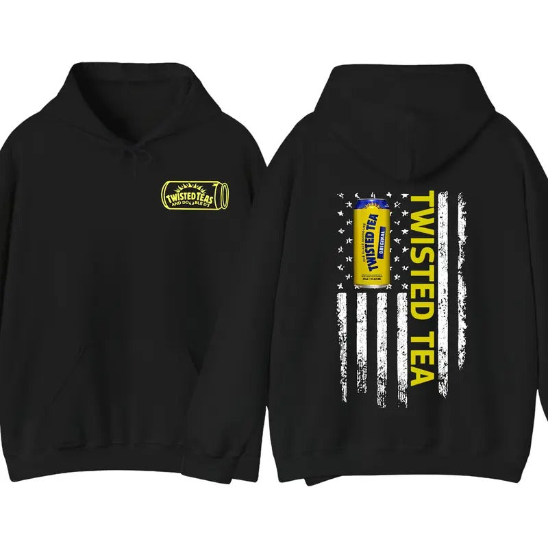 Twisted Tea Logo Flag 2-sided Hoodie, Fall Hoodie, Gift for Womens, for Mens T-Shirts, Sweatshirt | PureTeeCo.com