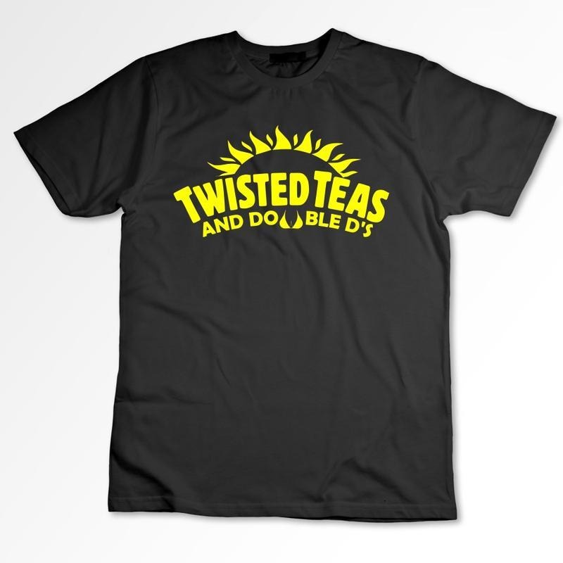 Twisted Teas and Double D's - Unisex Black Short Sleeve T-Shirt Crewneck Cotton Hoodie, Sweatshirt | PureTeeCo.com