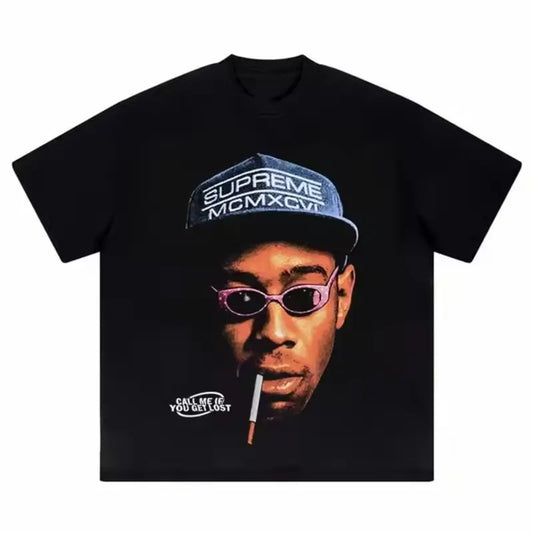 Tyler The Creator Supreme Graphic Tee, Iconic Photo Print, Bold Streetwear, Casual Fashion, Unisex White Shirt, Artistic Hip-Hop Apparel