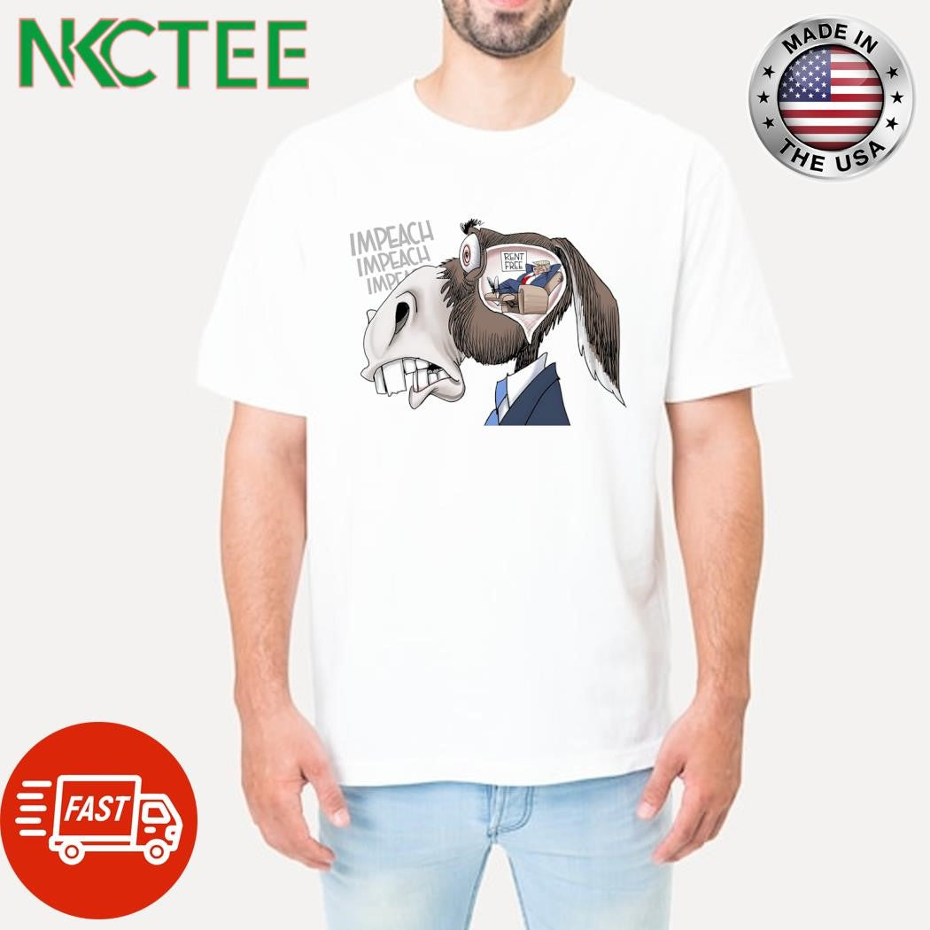 U.S. Democrats Trump impeachment Donkey brain rent free shirt