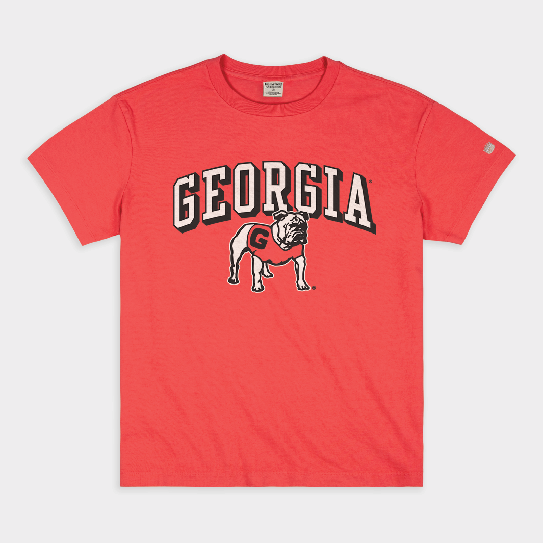 Georgia Bulldogs Throwback Vintage Heavyweight Tee Style001 Hoodie, Sweatshirt | PureTeeCo.com (Image 1)