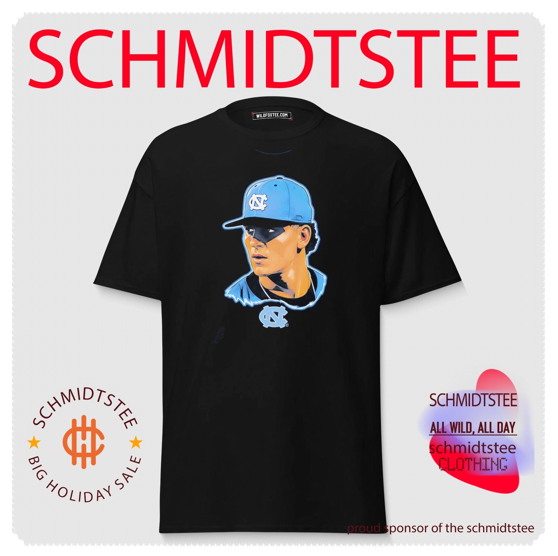 UNC baseball Gavin Gallaher portrait illustration shirt