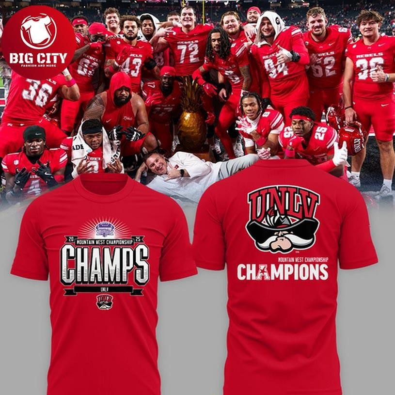 UNLV Rebels 2025 Mountain West Conference Champions Two Sided Shirt