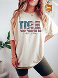 USA Est 1776 Shirt, America 4th of July T-Shirt, USA Flag Shirt, Stars and Stripes Tee, American Women Shirt Hoodie,...