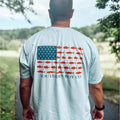 USA Fish Flag Short Sleeve Tee, Patriotic Fishing Shirt, American Flag Graphic, Outdoor Adventure Tee 6033A Hoodie,...