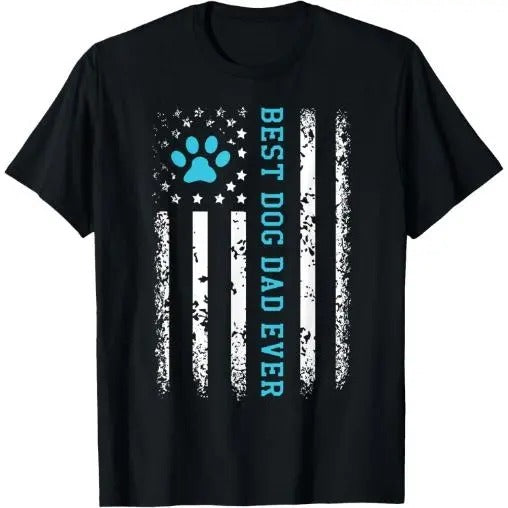 USA Flag Best Dog Dad Ever American Puppy Lover Paw T-Shirt Made in USA Hoodie, Sweatshirt | PureTeeCo.com