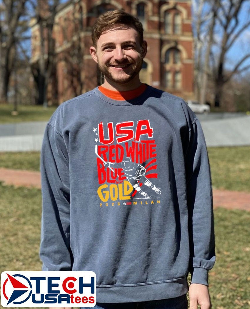 USA Hockey Red White Blue and Gold 2026 Milan shirt