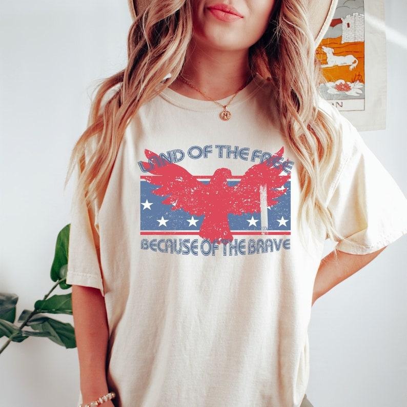 USA Shirt, Land of the Free Because of the Brave Tshirt, Patriotic Shirt Fourth of July Shirt, America Shirt 4th of July,...