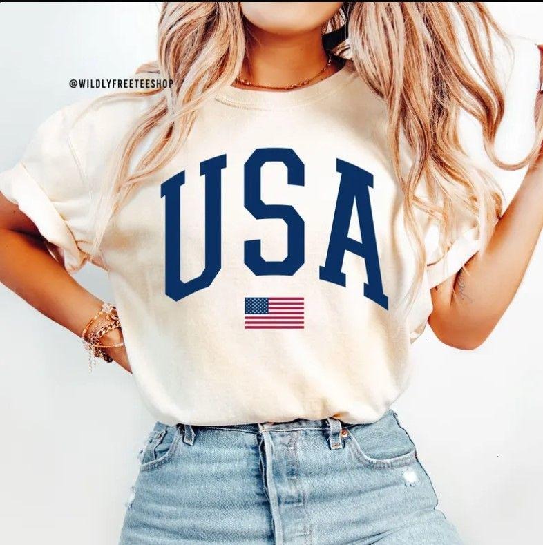 USA Shirt, Womens 4th of July Shirt, Memorial Day Shirts, American Flag Shỉt Hoodie, Sweatshirt | PureTeeCo.com