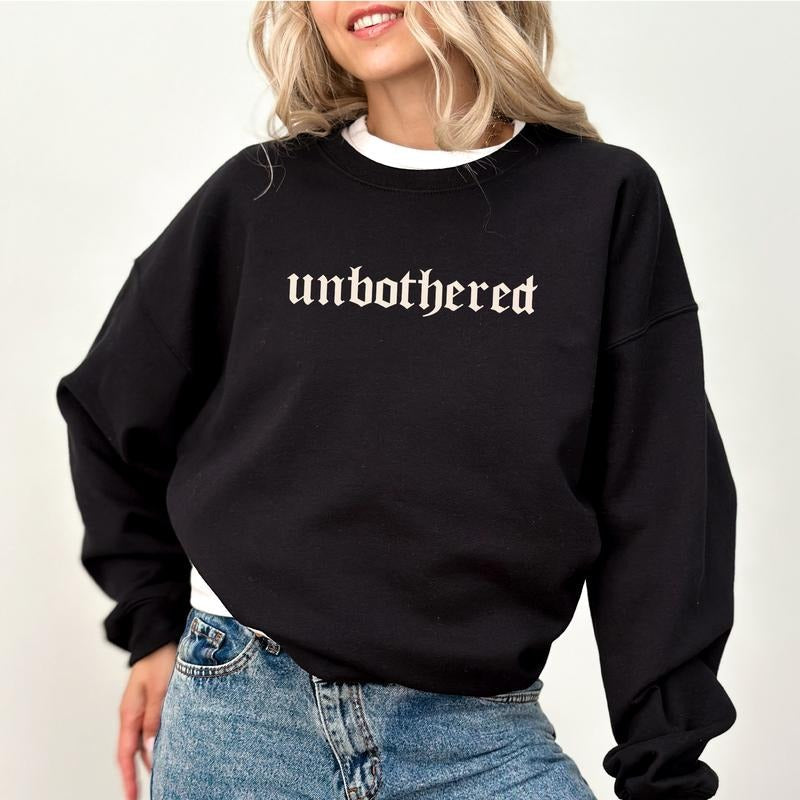 Unbothered Vintage Sweatshirt, Retro Unbothered Mood Sweater, Women Apparel, Funny Women Crewneck, Sarcastic Meme Long...