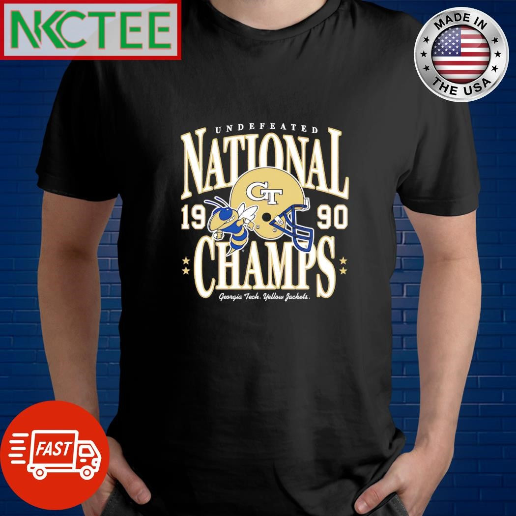 Undefeated National 1990 Champs Georgia Tech Football Yellow Jackets helmet bee shirt